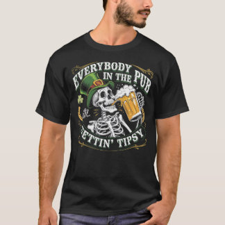 T-shirt Drôle Irlandais Boire Tee St Patrick’s Day Skeleto