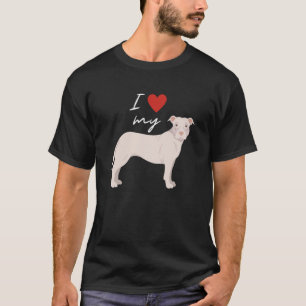 T-shirt Drôle J'adore Mon Térrier Pit Bull Américain Blanc
