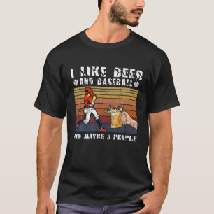 T-shirt Drôle J'Aime La Bière Et Le Baseball Et Peut-Être