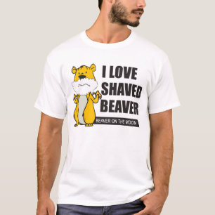 T-shirt Drôle : j'aime le castor rasé