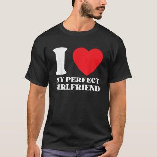 T-shirt Drôle J'Aime Ma Fille Parfaite Je Coeur Rouge Mon