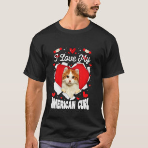 T-shirt Drôle J'Aime Mon Curl Américain Valentine Cat