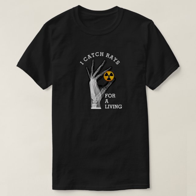 T-shirt Drôle je attrape les rayons pour vivre (Design devant)