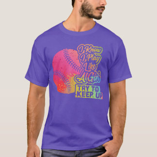 T-shirt Drôle Je Joue Comme Une Fille Citation De Baseball