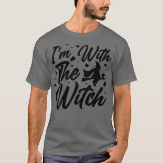 T-shirt Drôle Je suis avec la sorcière drôle Mari Hallowee
