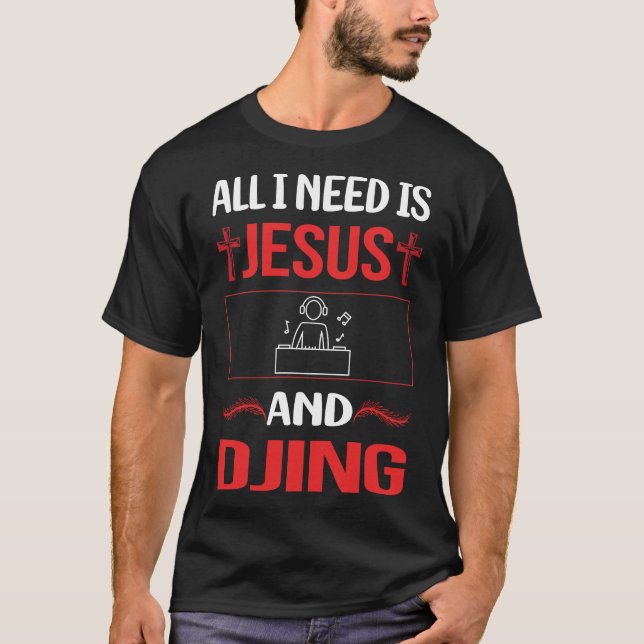 T-shirt Drôle Jesus Djing DJ Disque Jockey Deejay (Devant)
