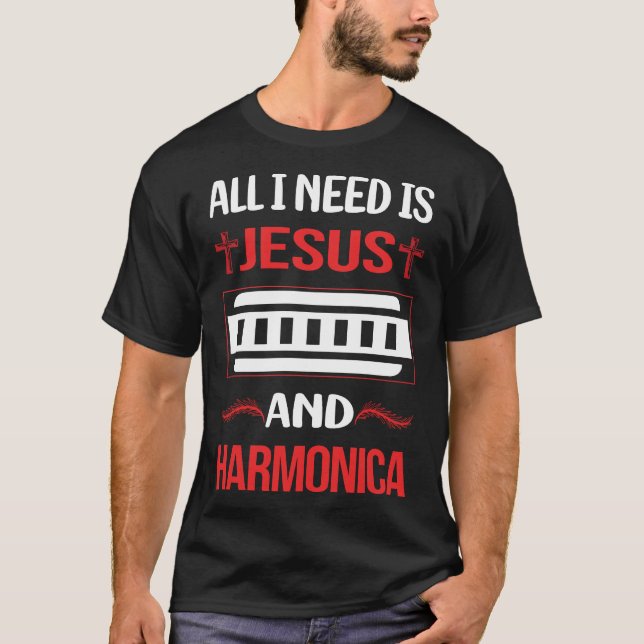 T-shirt Drôle Jésus Harmonica Orgue de bouche (Devant)