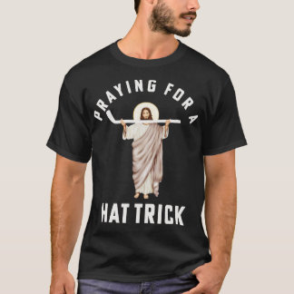 T-shirt Drôle Jésus Hockey Hockey Religieux Priant pour un