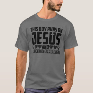 T-shirt Drôle Jésus jeu vidéo Cadeau pour garçons Cool Chr