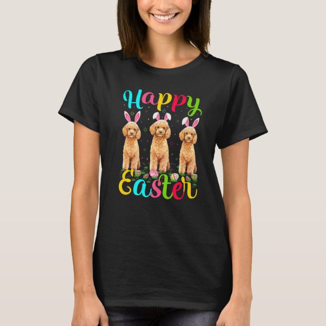 T-shirt Drôle Jeu de Pâques Oeuf Bunny Jouet Poodle Chien  (Devant)
