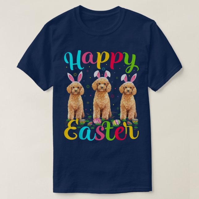T-shirt Drôle Jeu de Pâques Oeuf Bunny Jouet Poodle Chien  (Design devant)
