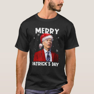 T-shirt Drôle Joe Biden Santa Hat Joyeux Patrick s Day Chr