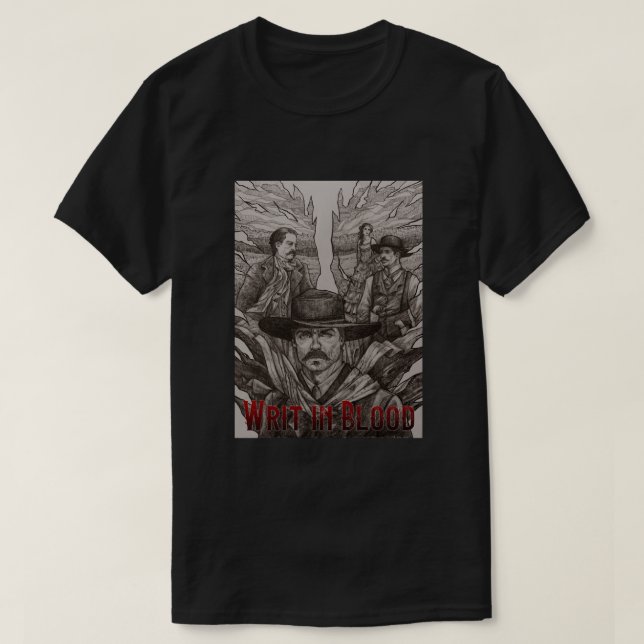 T-shirt Drôle johnny cash flag chansons Writ in Blood Fron (Design devant)