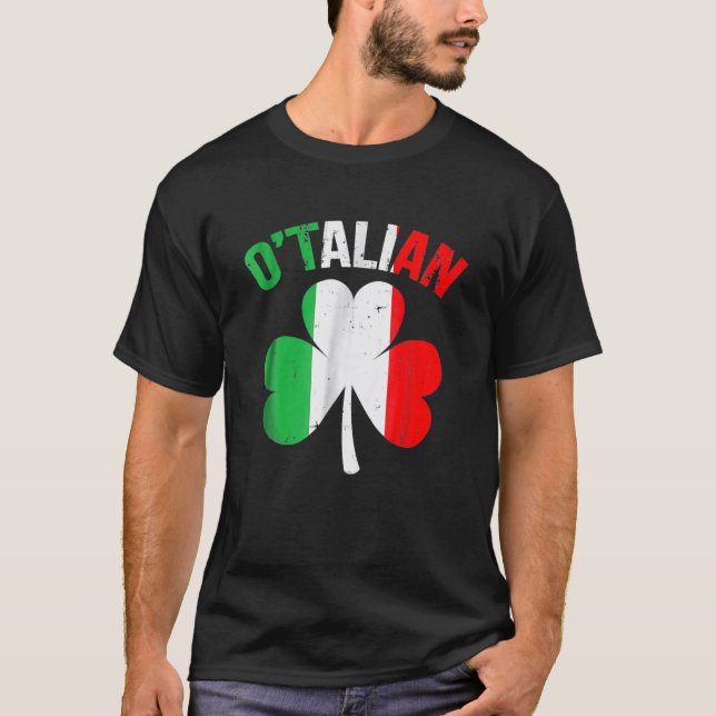 T-shirt Drôle Jour de la Saint Patrick irlandais italien O (Devant)
