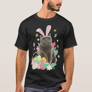 T-shirt Drôle joyeuses Pâques mignon chat lapin oeufs pani