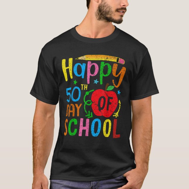 T-shirt Drôle Joyeux 50ème Jour D'École (Devant)
