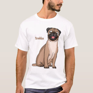 T-shirt Drôle joyeux dessin animé de chien de carlin