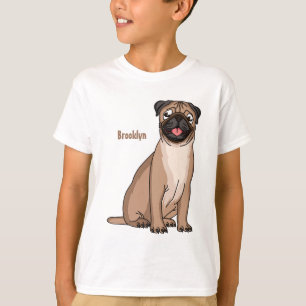 T-shirt Drôle joyeux dessin animé de chien de carlin