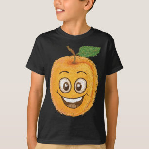 T-shirt Drôle joyeux et souriant Apricot Caricature de fru