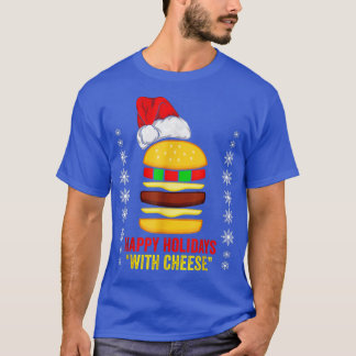 T-shirt Drôle Joyeux Vacances Avec Hamburger Au Fromage Pè