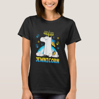 T-shirt Drôle juif Hanoukka Unicorn Menorah Jewnicorn