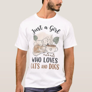 T-shirt drôle Juste une fille qui aime les chats et les ch