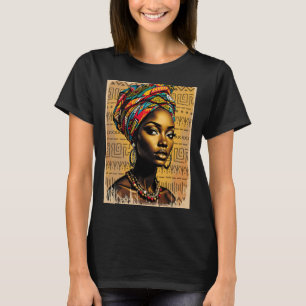 T-shirt Drôle Kente Tête Envelopper Femmes afro-américaine