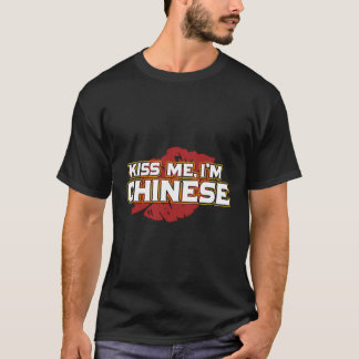 T-shirt Drôle Kiss Me Je Suis Chinois Culture Chinoise Fiè