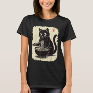 T-shirt Drôle Kitten Manger Ramen Japonais Kawaii Anime Ca