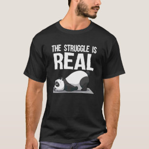 T-shirt Drôle La Lutte Est Réelle Mignon Panda Yoga Hommes
