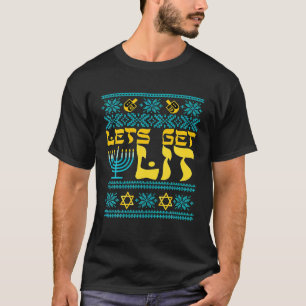 T-shirt Drôle, laide pull Hanoukka Sweater, Lit Menorah