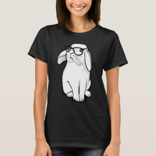 T-shirt Drôle Lapin Hipster Bunny Geek Nerd Femmes Filles 