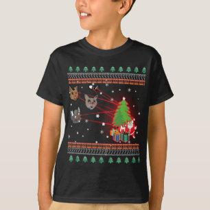 T-shirt Drôle Laser Eyes Chat laide lumières de Noël