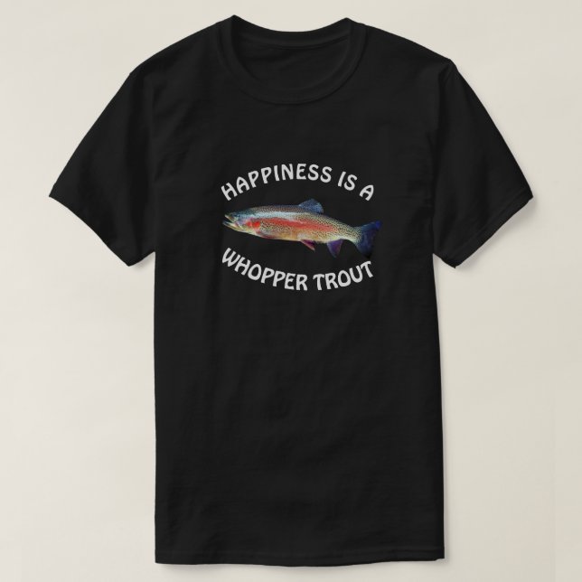T-shirt Drôle "Le bonheur est une truite à balais" (Design devant)