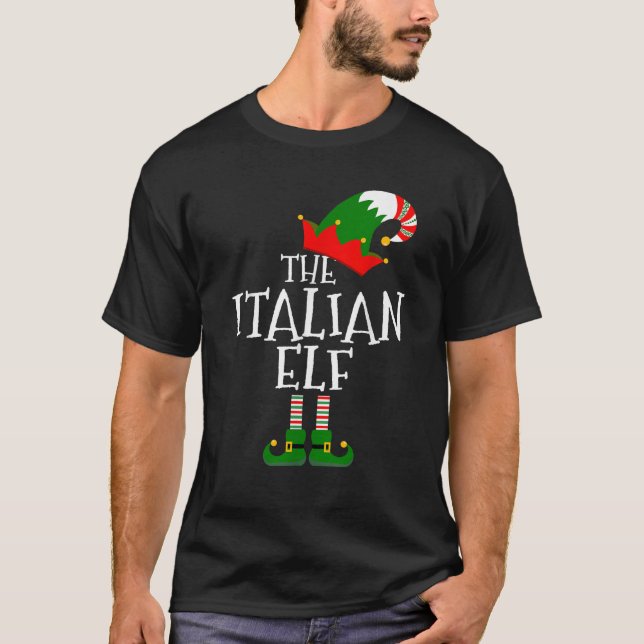 T-shirt Drôle L'Elfe Italien Matching Famille Groupe Cadea (Devant)