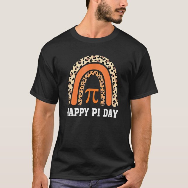 T-shirt Drôle Leopard arc-en-ciel Joyeux Pi Jour Enseignan (Devant)