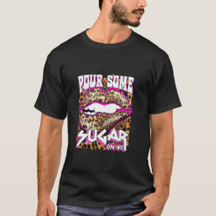T-shirt Drôle Leopard Hot Rose Lips Verser Du Sucre
