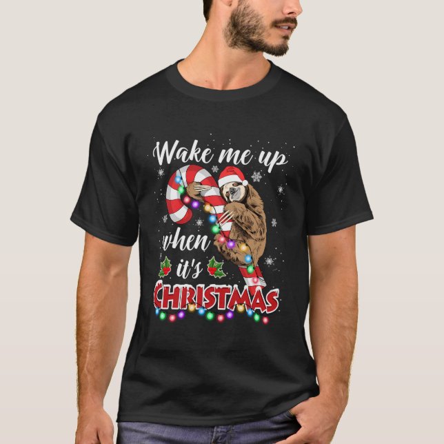 T-shirt Drôle lit couchage Slot Pajama de Noël Top mignonn (Devant)