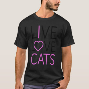 T-shirt Drôle Live Love Chats Graphisme Pour Femmes Et Hom