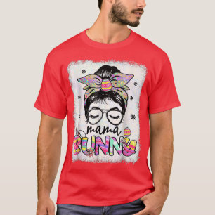 T-shirt Drôle Mama Bunny Messy Bun Cheveux Famille de la f