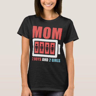 T-shirt drôle Maman deux garçons et Deux filles pa