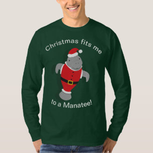 T-shirt Drôle Manatee Père Noël Noël Manches longues