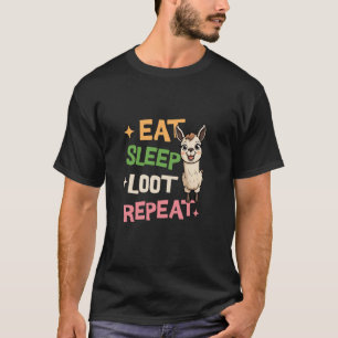 T-shirt Drôle Manger Dormir Butin Répéter Lama Fête d'anni