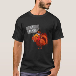 T-shirt Drôle Manger Pizza Dinde Thanksgiving Vegan Tee Po