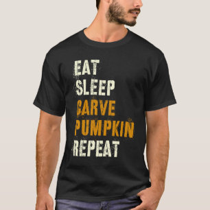 T-shirt Drôle Manger Sleep CARVE CITROUILLE RÉPÉTER Hallow