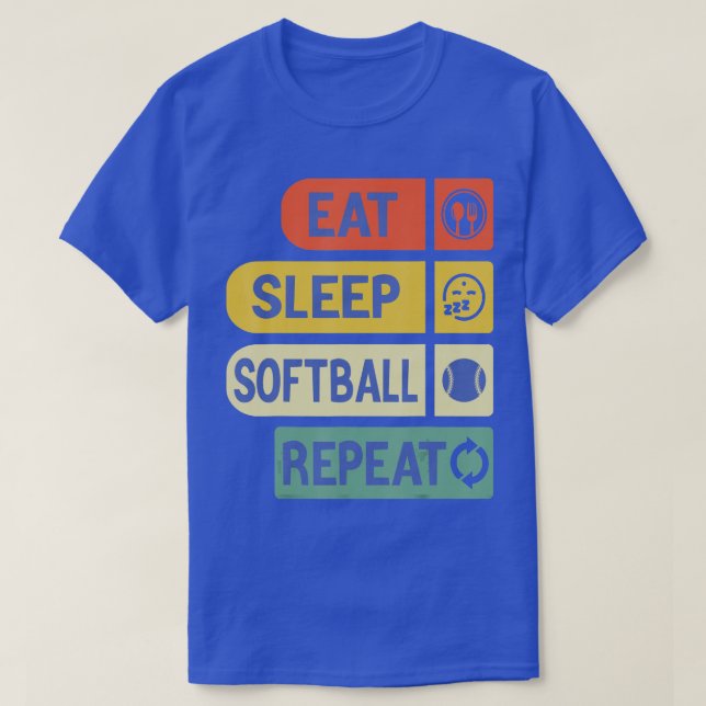 T-shirt Drôle Manger Sleep Softball Répéter Players De Bas (Design devant)