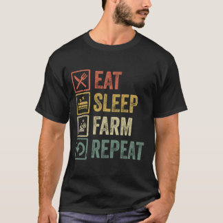 T-shirt Drôle mangez le sommeil ferme de répétition rétro 