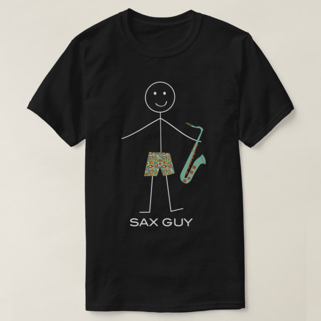 T-shirt Drôle Mens Saxophone Design, Boy Music Cadeaux T-S (Design devant)