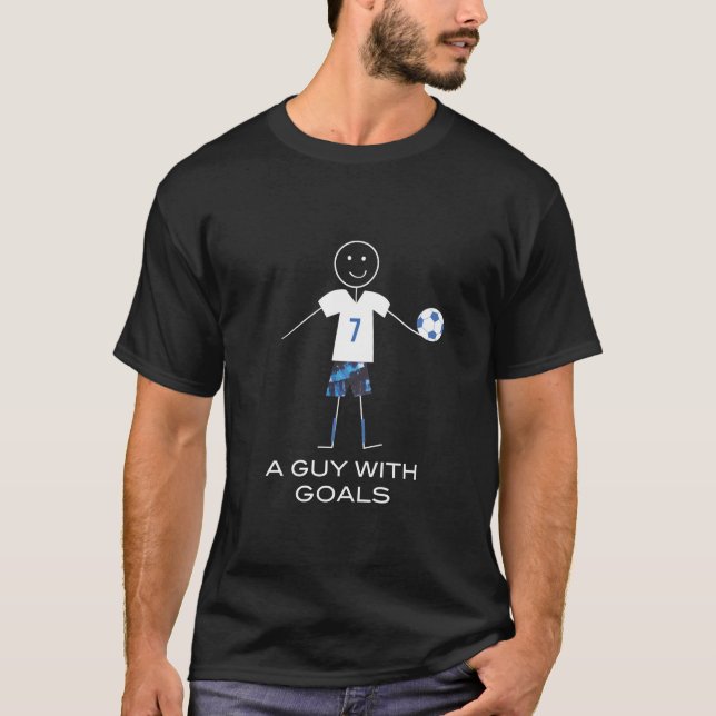 T-shirt Drôle Mens Soccer Citer Un Homme Avec Des Buts (Devant)