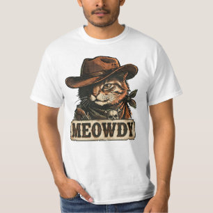 T-shirt Drôle Meowdy Cowboy Chat Esthétique Occidentale Vi